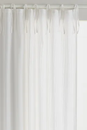 2-pack linen-blend tie-top curtain lengths - White/Striped - Home All | H&M GB