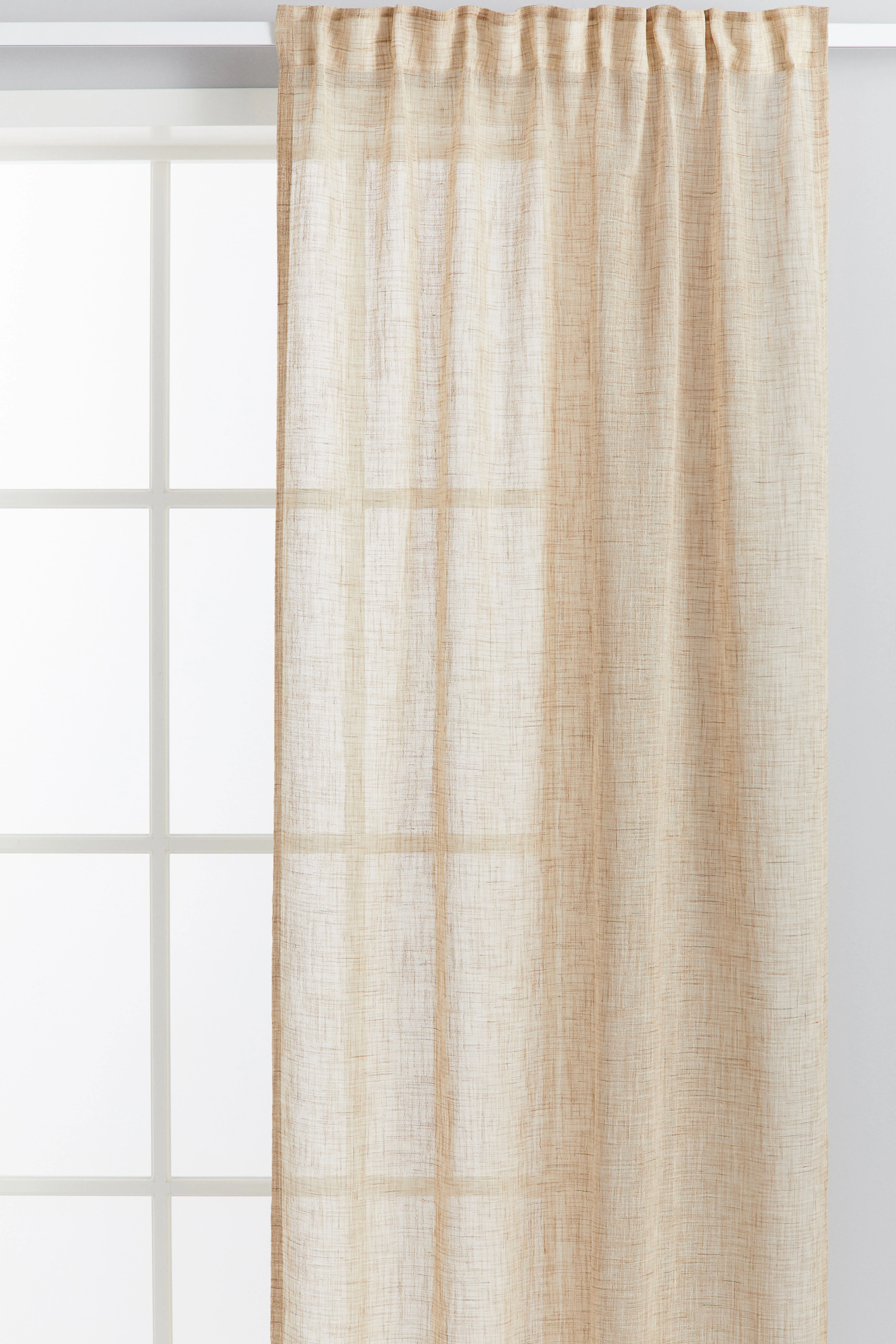 2-pack linen-look curtain lengths - Light beige - Home All | H&M GB