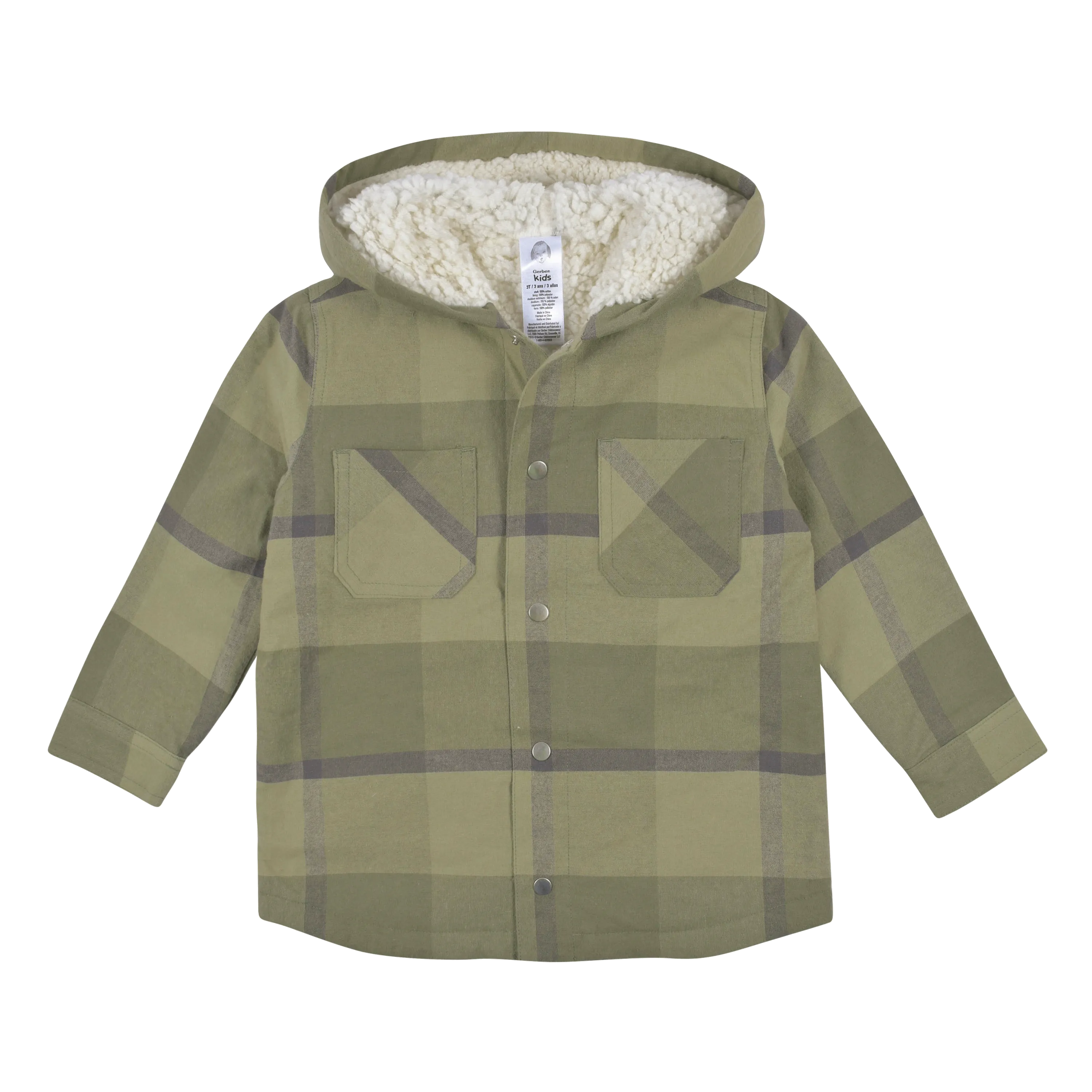 2-Piece Infant & Toddler Boys Sage Green Plaid Flannel Jacket & Jogger Set