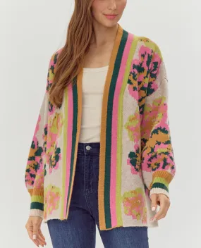 Abstract Print Cardigan Sweater