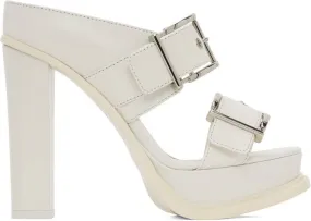 Alexander McQueen White Platform Buckle Heeled Sandals