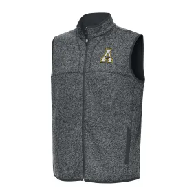 Antigua Appalachian State Mountaineers Heather Charcoal Fortune Full-Zip Vest