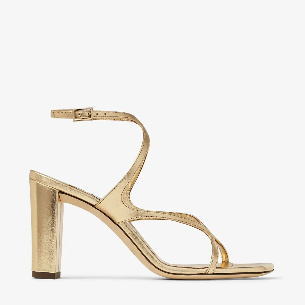 Azie 85 Gold Metallic Nappa Leather Sandals