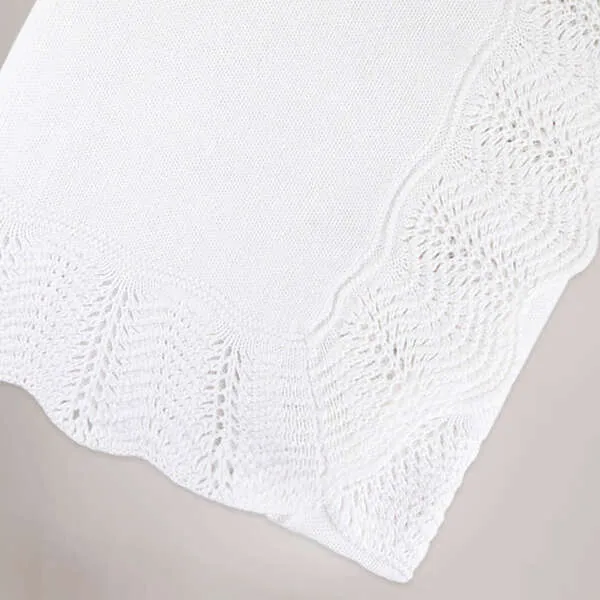 Babyblooms Traditional Knitted Baby Blanket, White