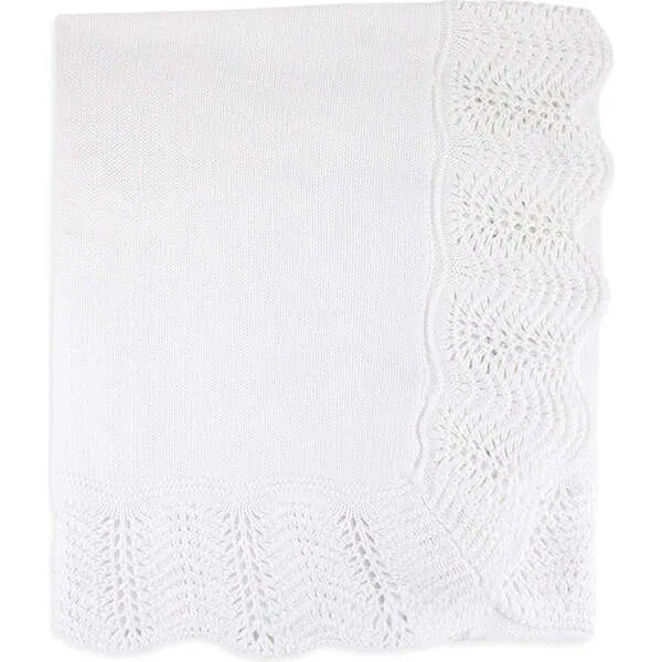 Babyblooms Traditional Knitted Baby Blanket, White