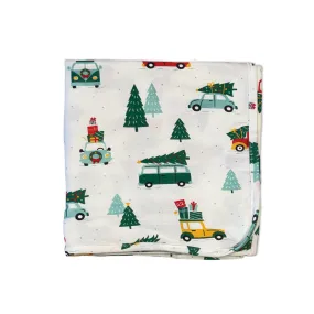 Bamboo Swaddle Blanket (Jolly Christmas Cars Print)