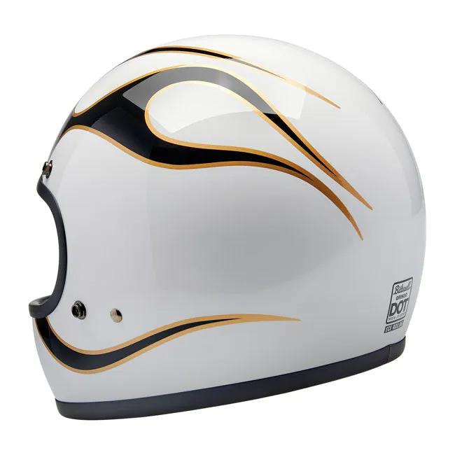 BILTWELL GRINGO HELMET GLOSS WHITE/BLACK FLAMES