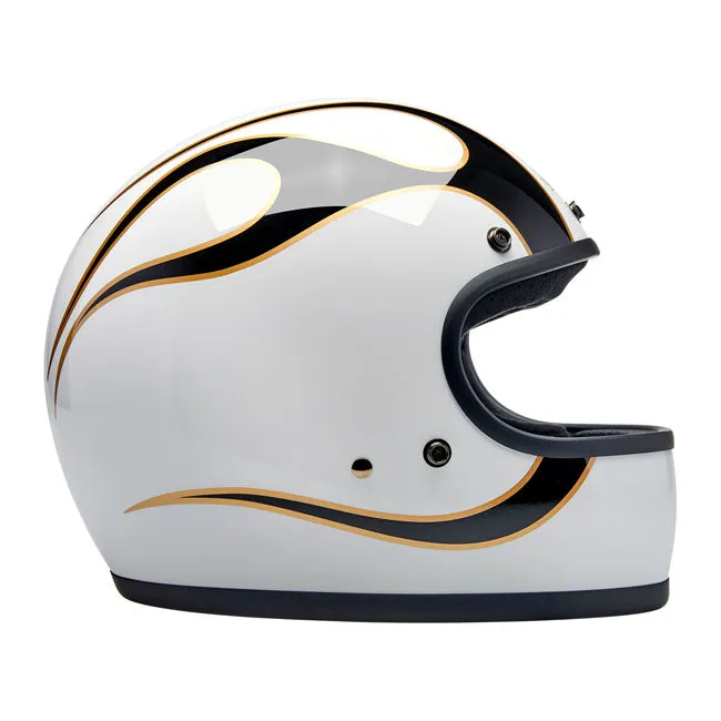 BILTWELL GRINGO HELMET GLOSS WHITE/BLACK FLAMES