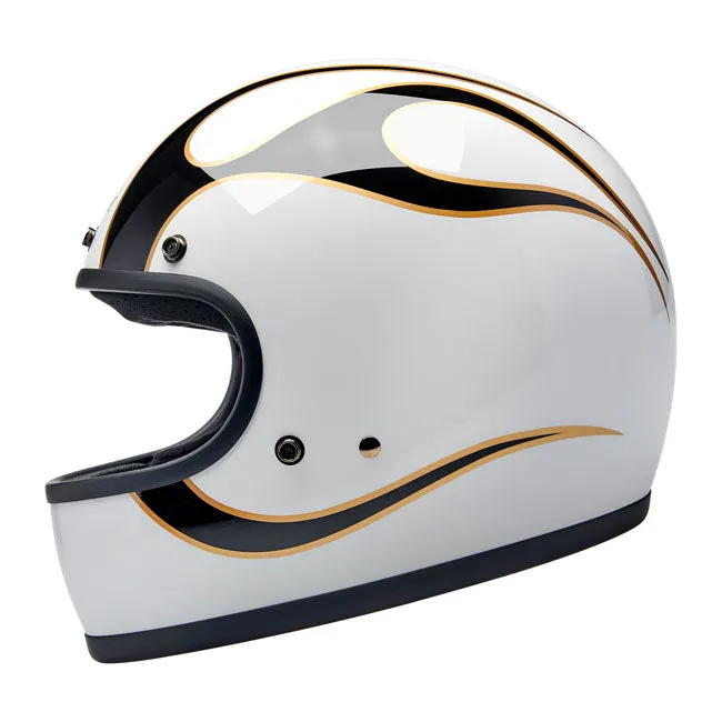 BILTWELL GRINGO HELMET GLOSS WHITE/BLACK FLAMES