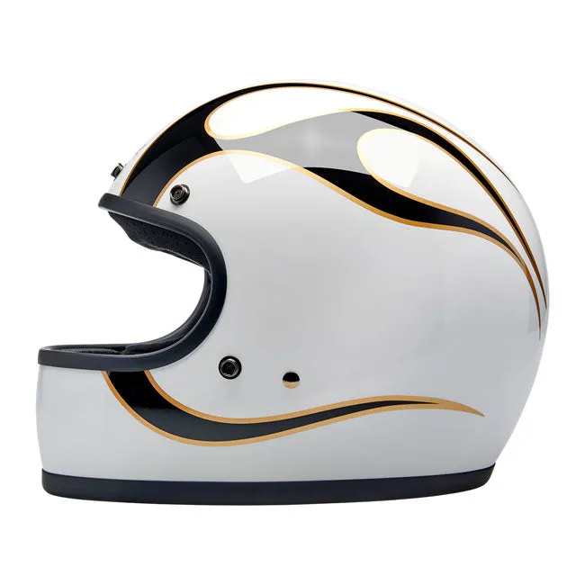 BILTWELL GRINGO HELMET GLOSS WHITE/BLACK FLAMES