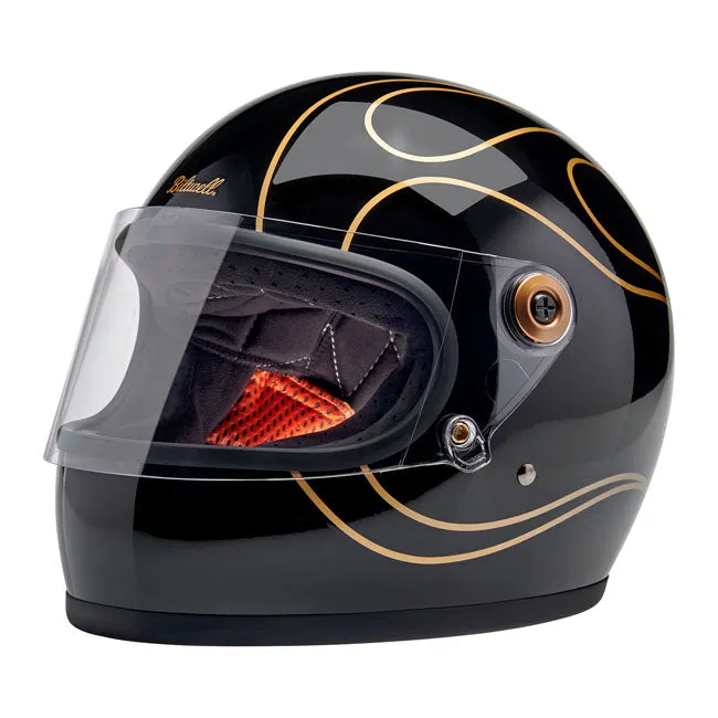 BILTWELL GRINGO S HELMET GLOSS BLACK FLAMES