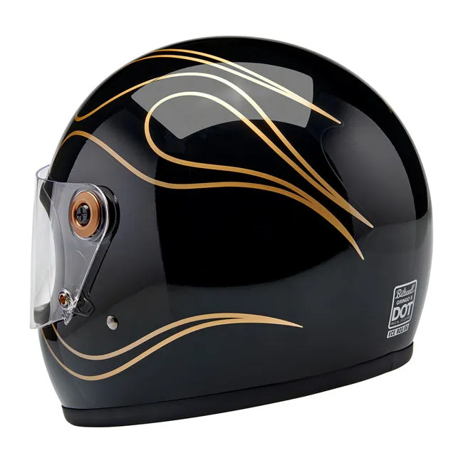 BILTWELL GRINGO S HELMET GLOSS BLACK FLAMES