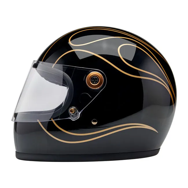 BILTWELL GRINGO S HELMET GLOSS BLACK FLAMES