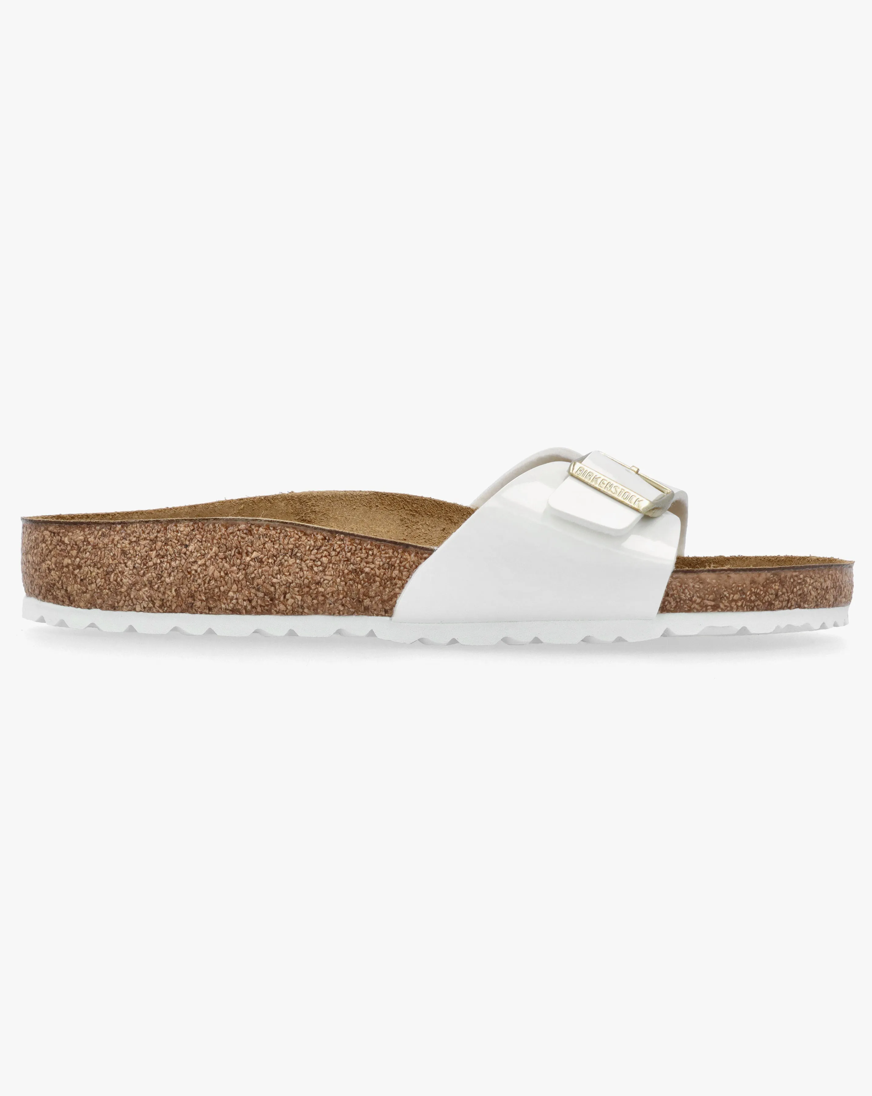 Birkenstock Madrid White Patent Birko Flor Mules Regular Width | Simply Be