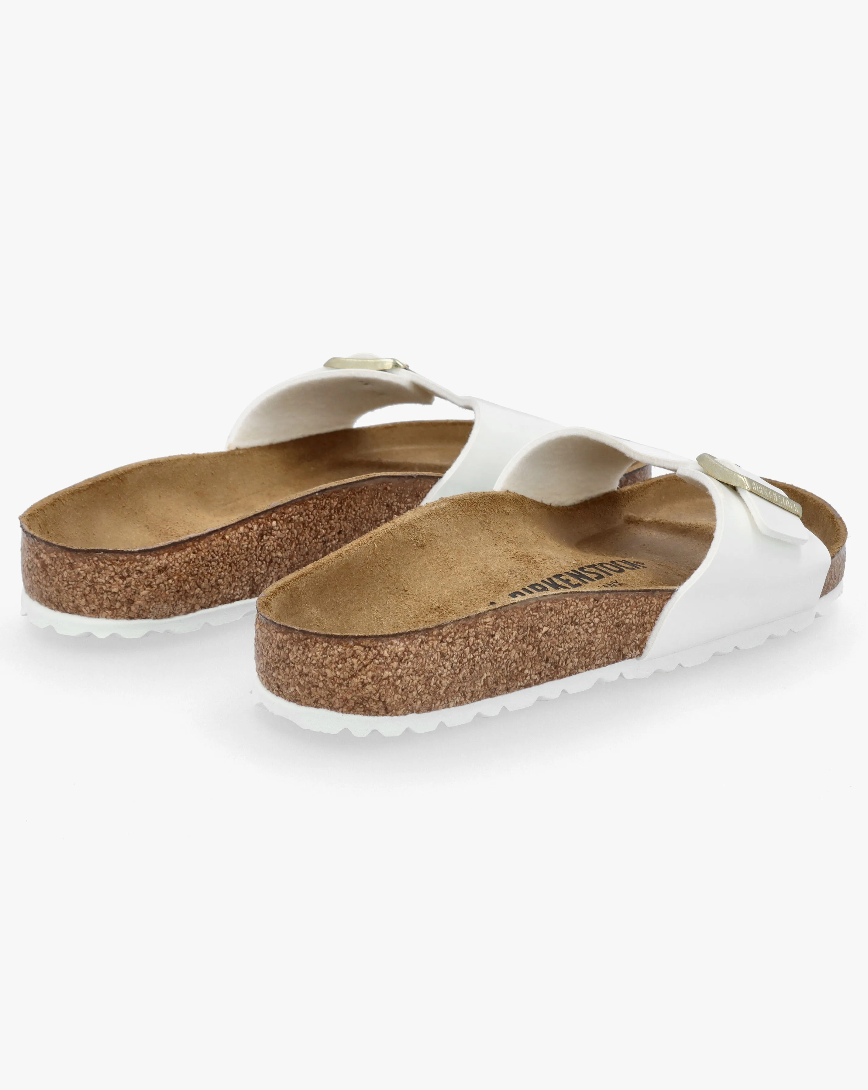 Birkenstock Madrid White Patent Birko Flor Mules Regular Width | Simply Be