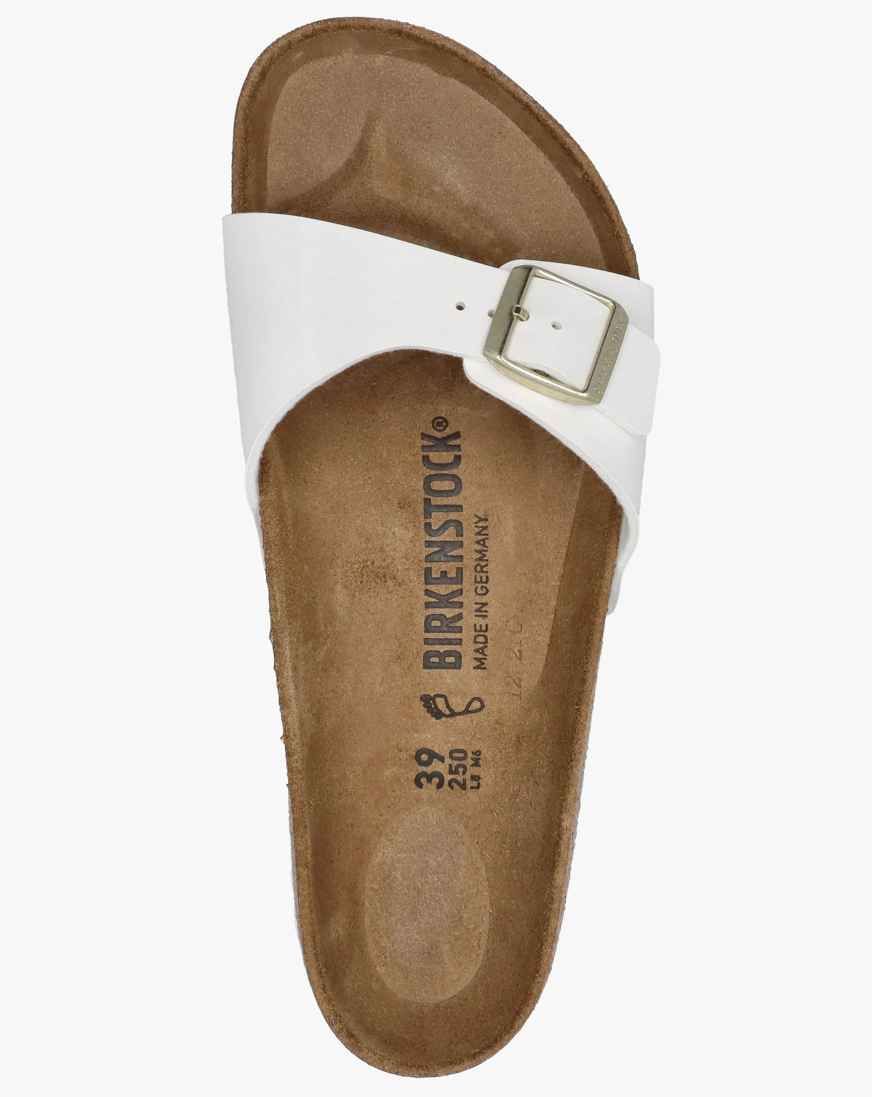 Birkenstock Madrid White Patent Birko Flor Mules Regular Width | Simply Be