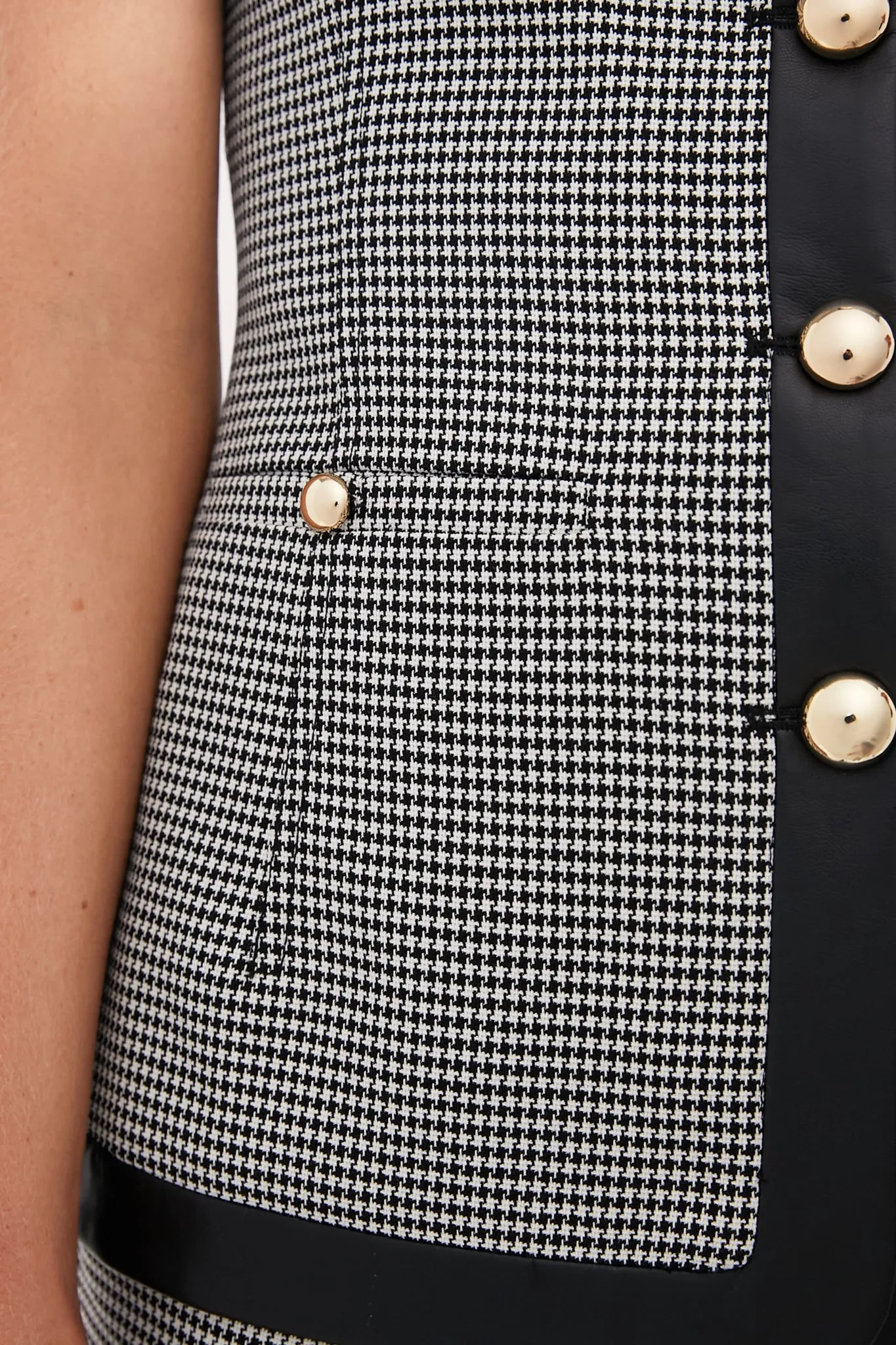 Black and White Check Cressida Sleeveless Button Top