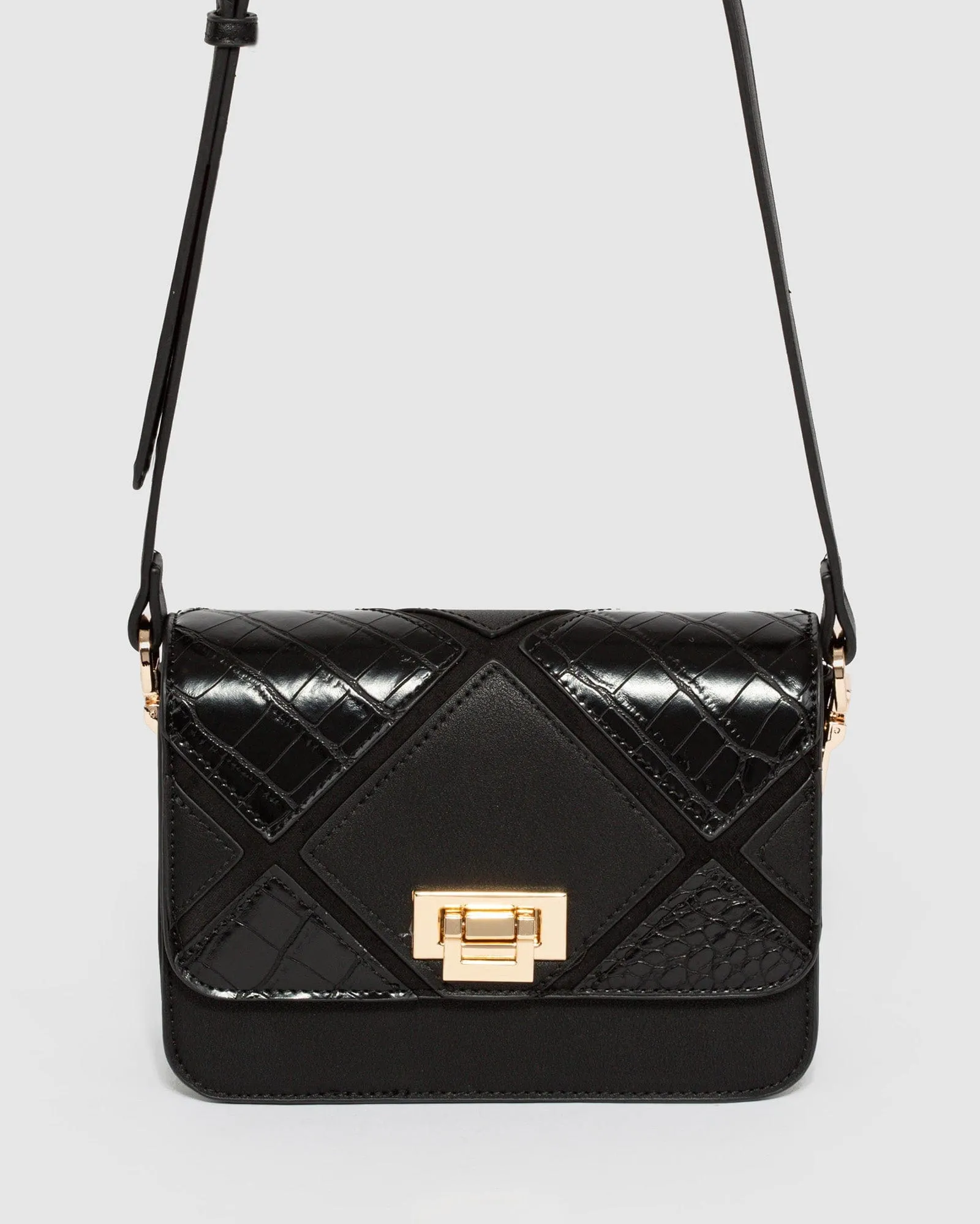 Black Rafaela Lock Crossbody Bag