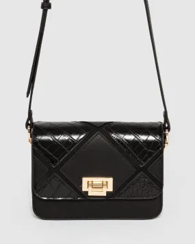 Black Rafaela Lock Crossbody Bag