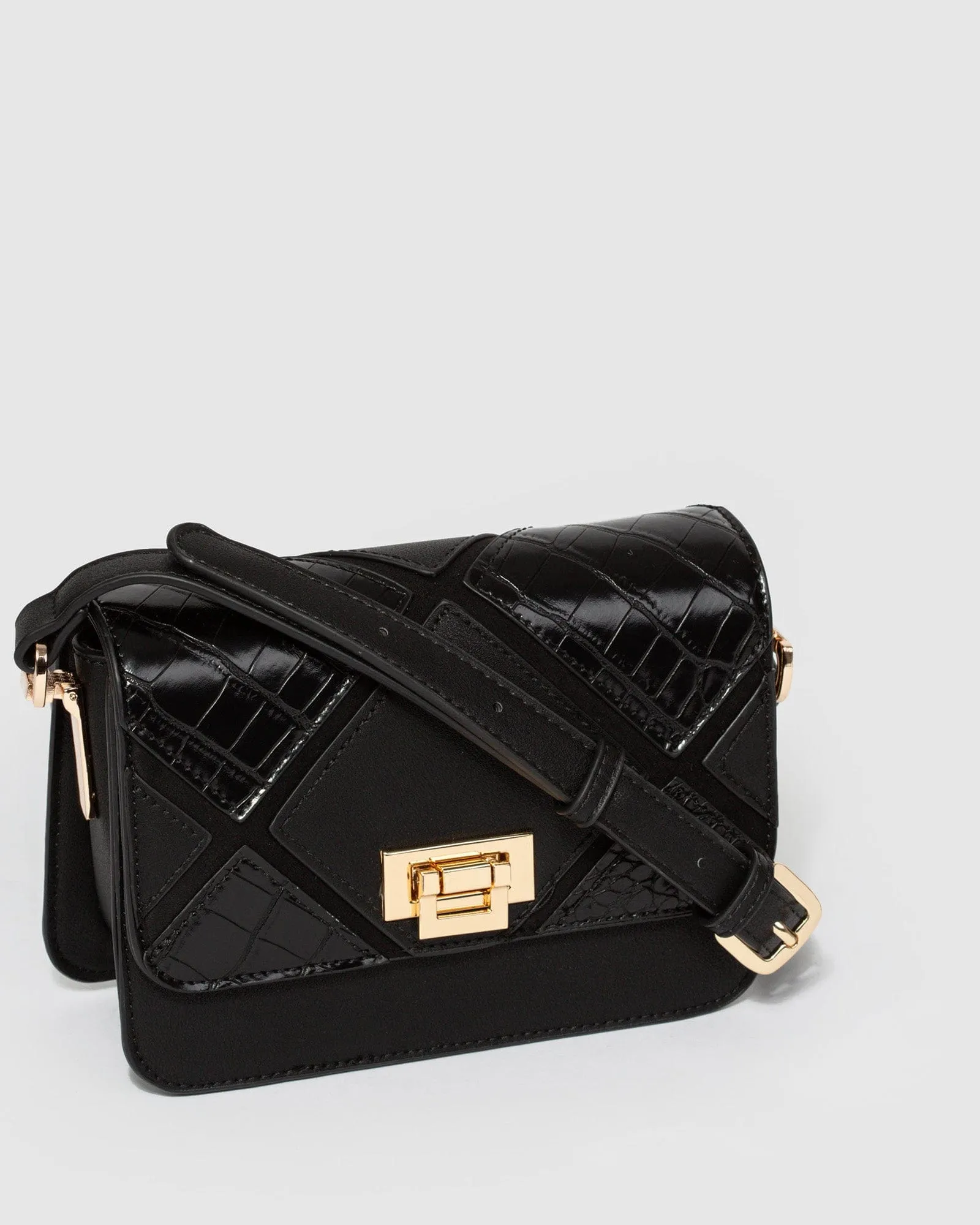 Black Rafaela Lock Crossbody Bag