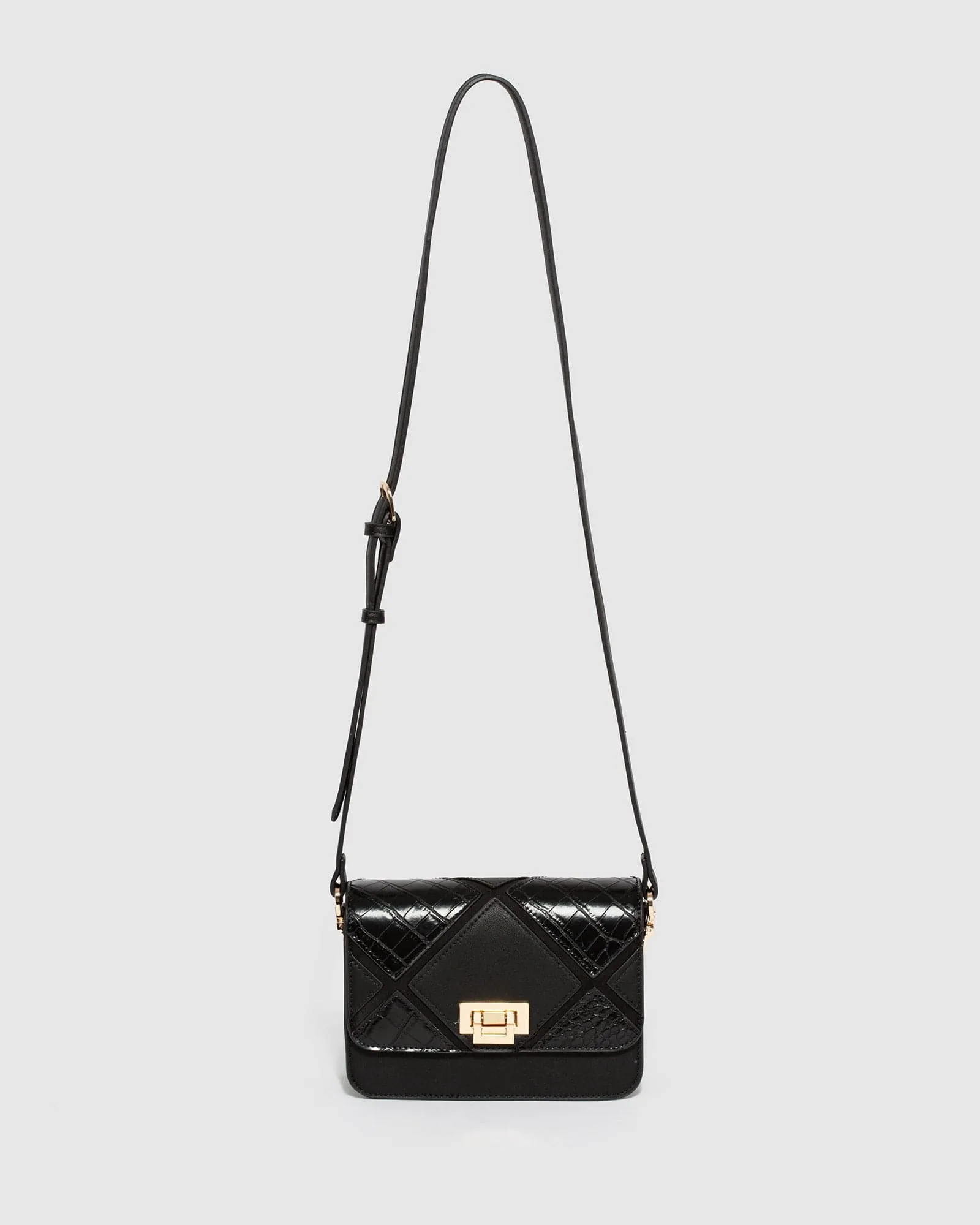 Black Rafaela Lock Crossbody Bag