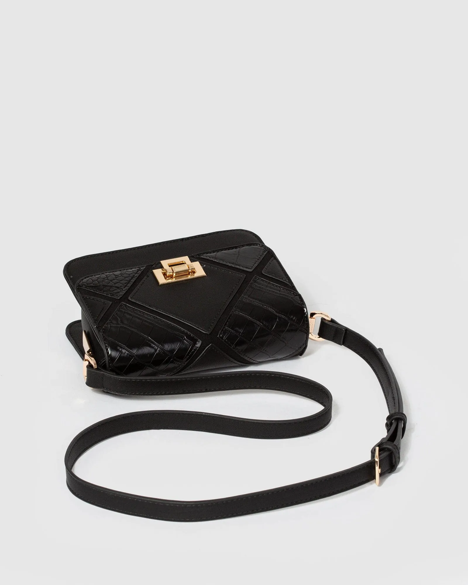 Black Rafaela Lock Crossbody Bag