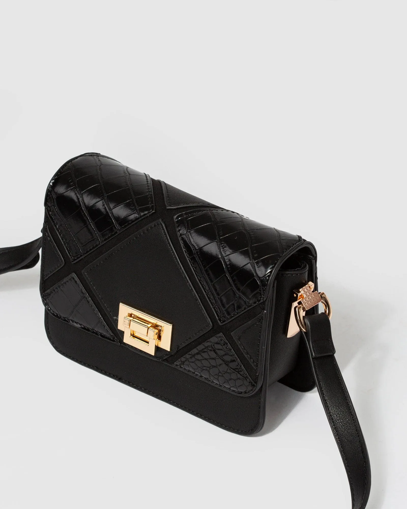 Black Rafaela Lock Crossbody Bag