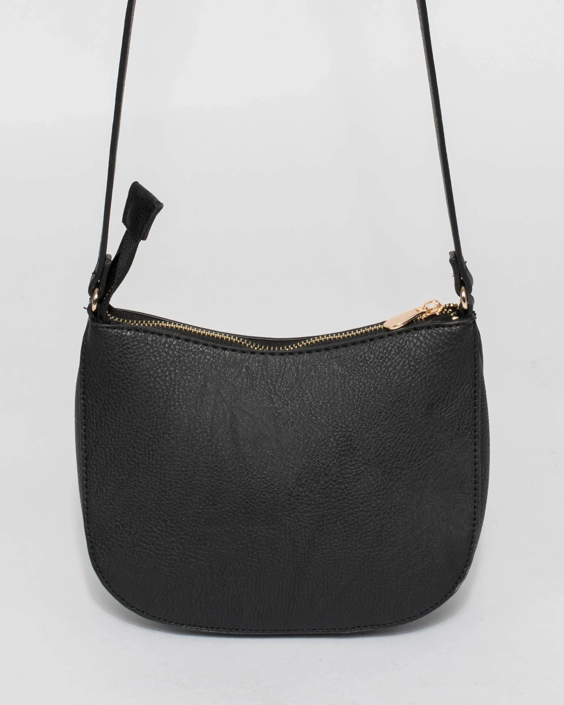 Black Selena Saddle Crossbody Bag