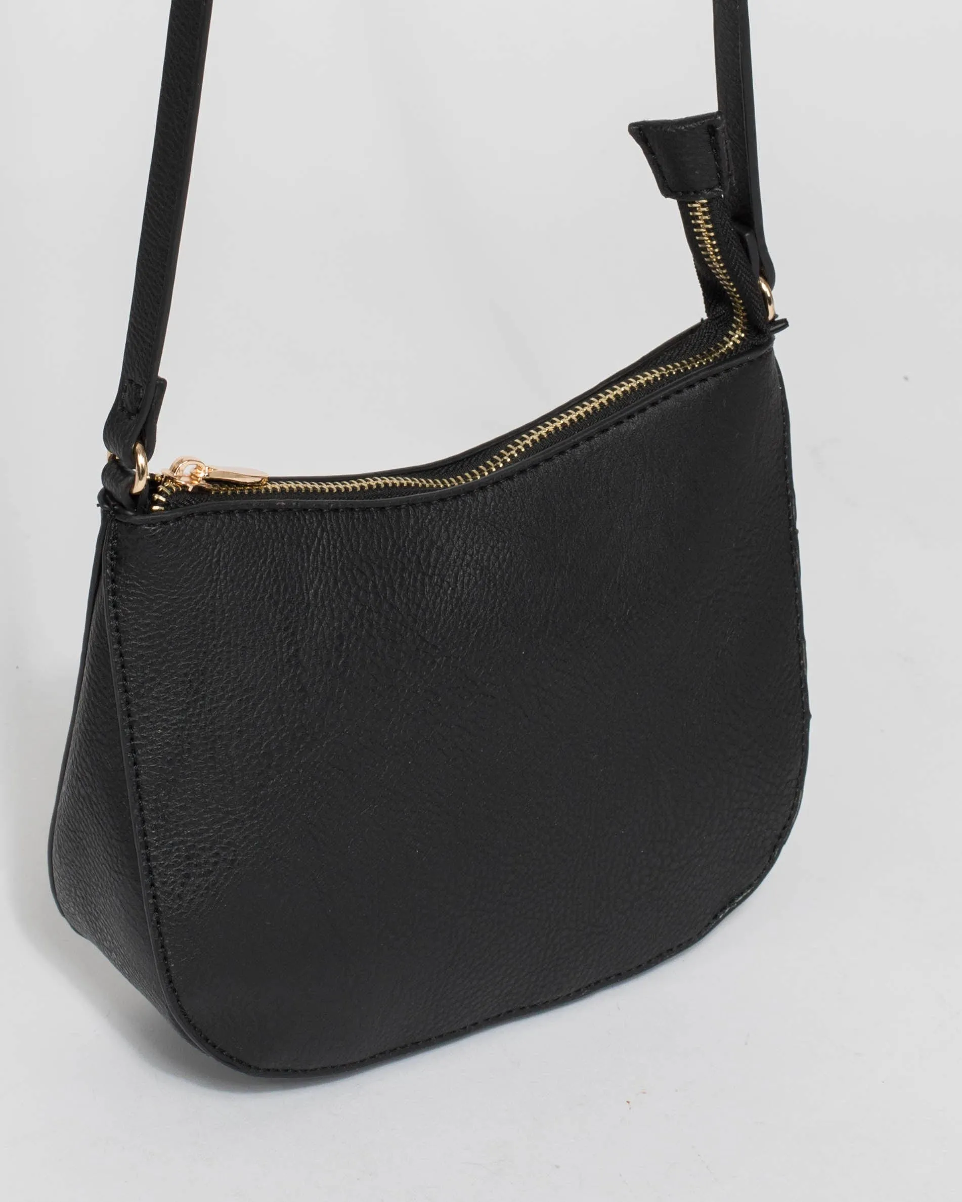 Black Selena Saddle Crossbody Bag