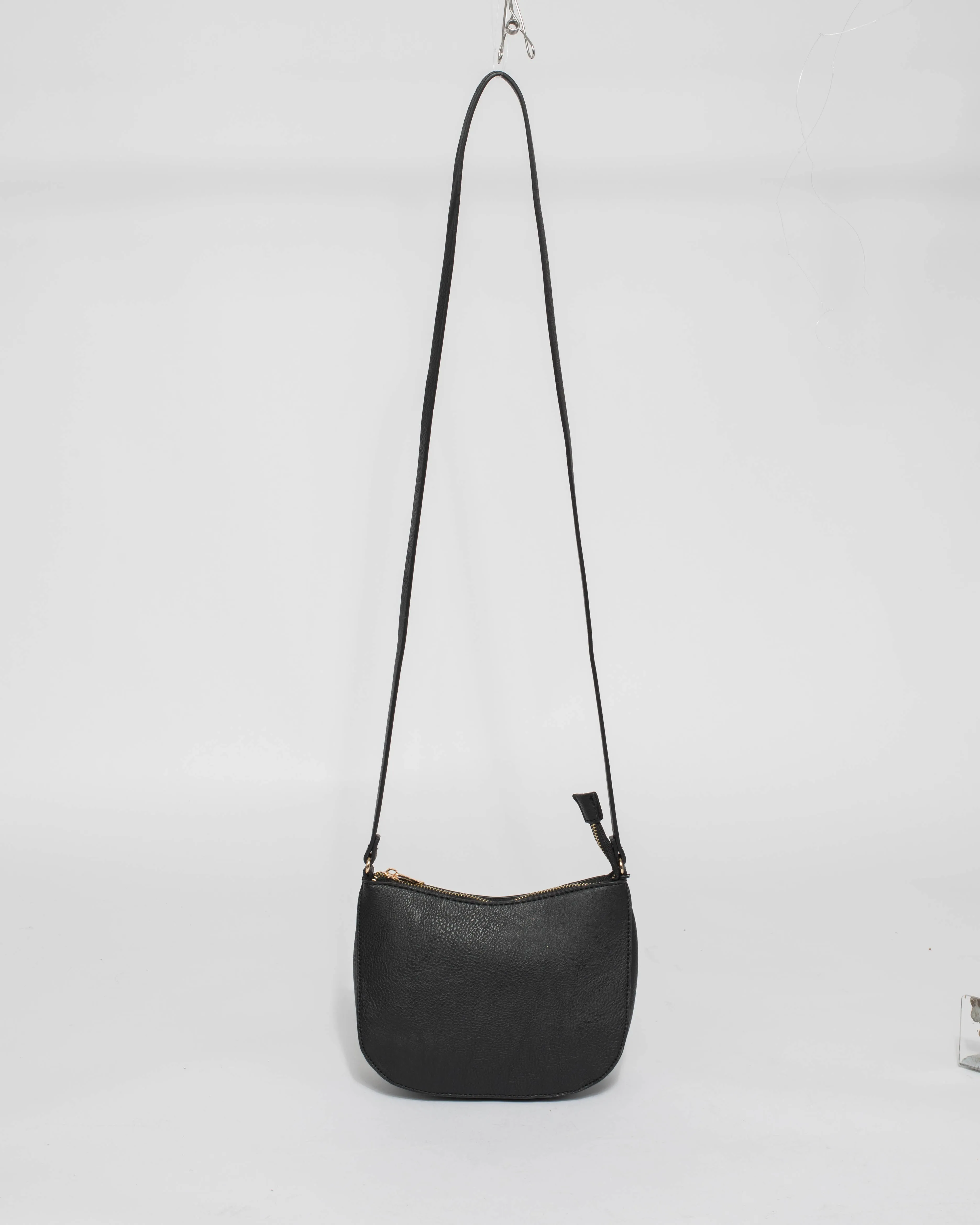 Black Selena Saddle Crossbody Bag