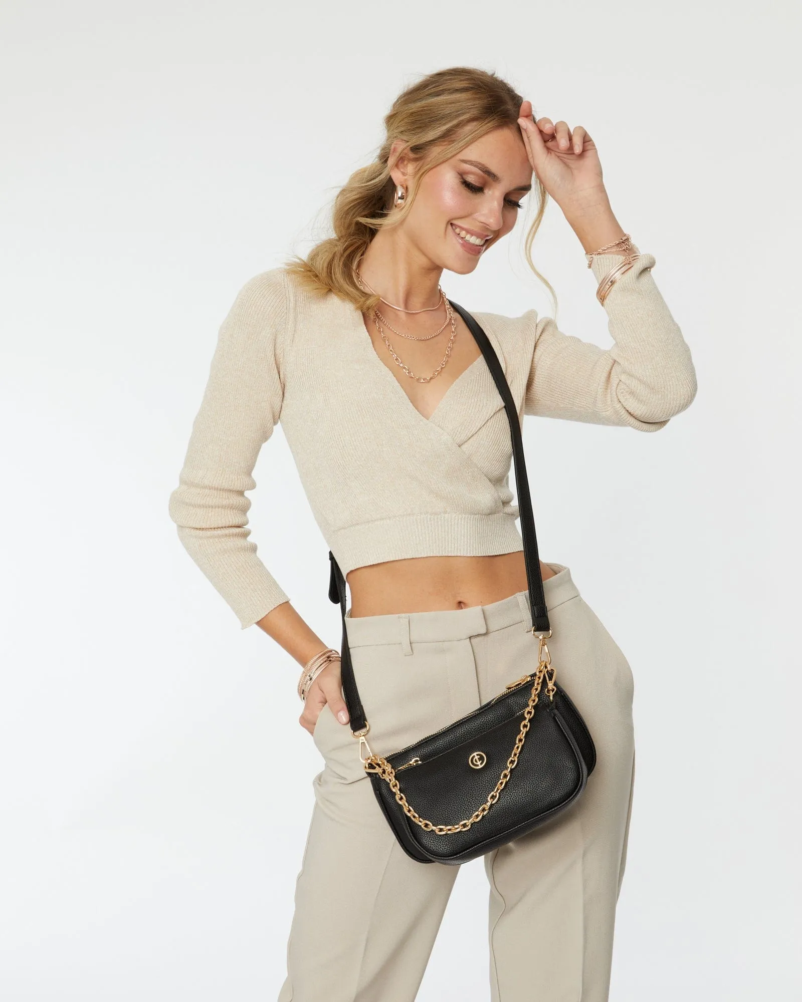 Black Vivian Chain Crossbody Bag