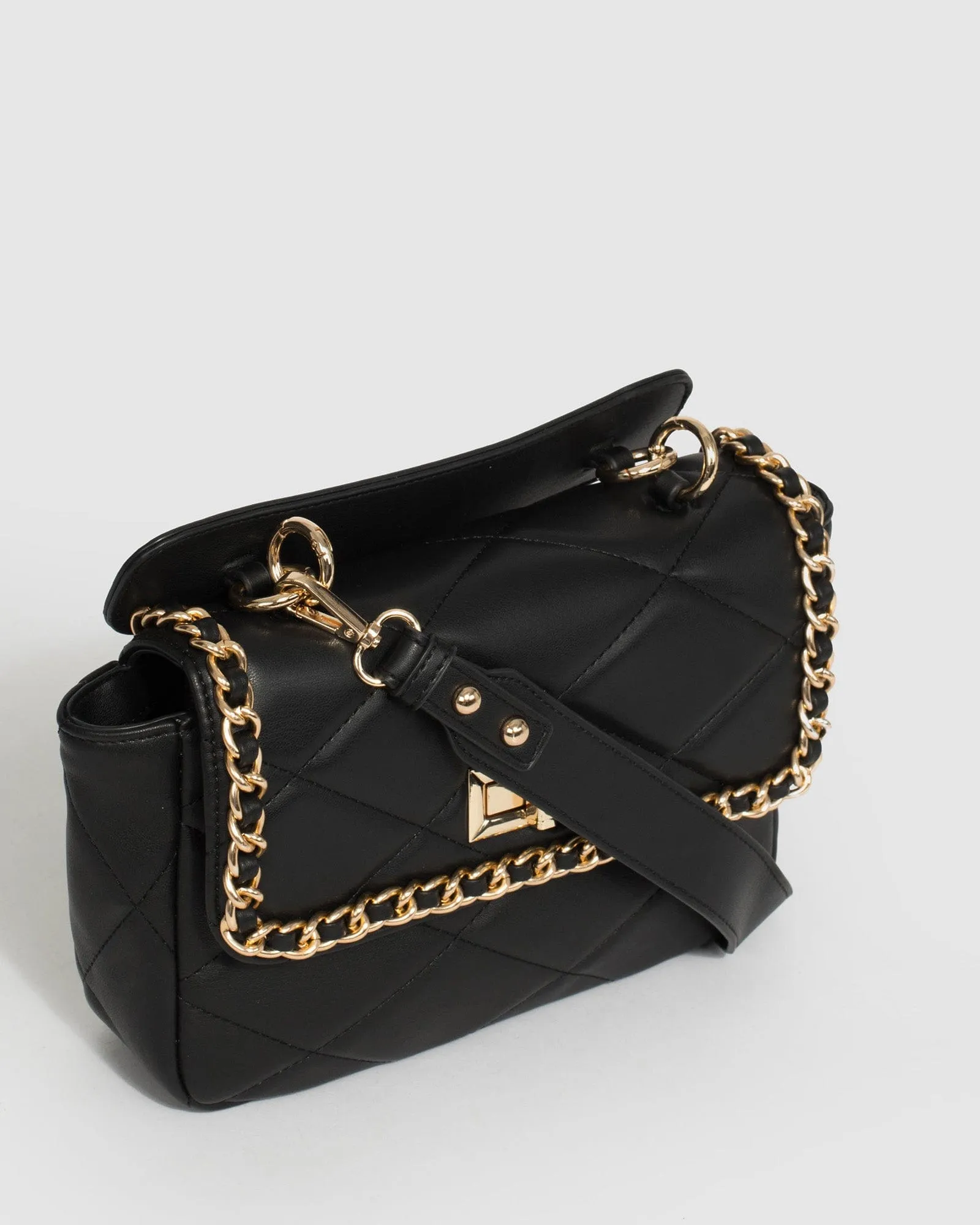 Black Yolanda Quilted Crossbody Bag