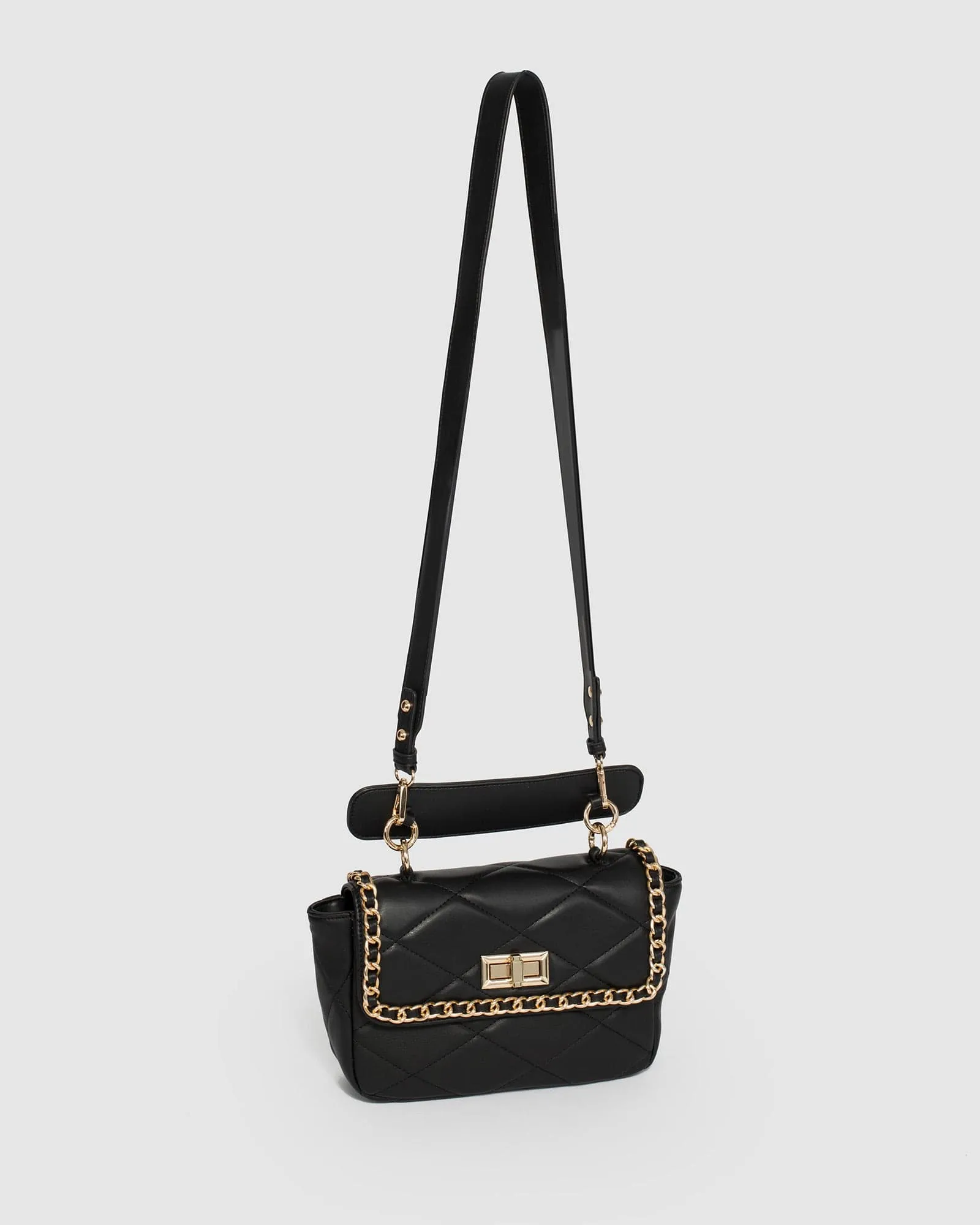 Black Yolanda Quilted Crossbody Bag