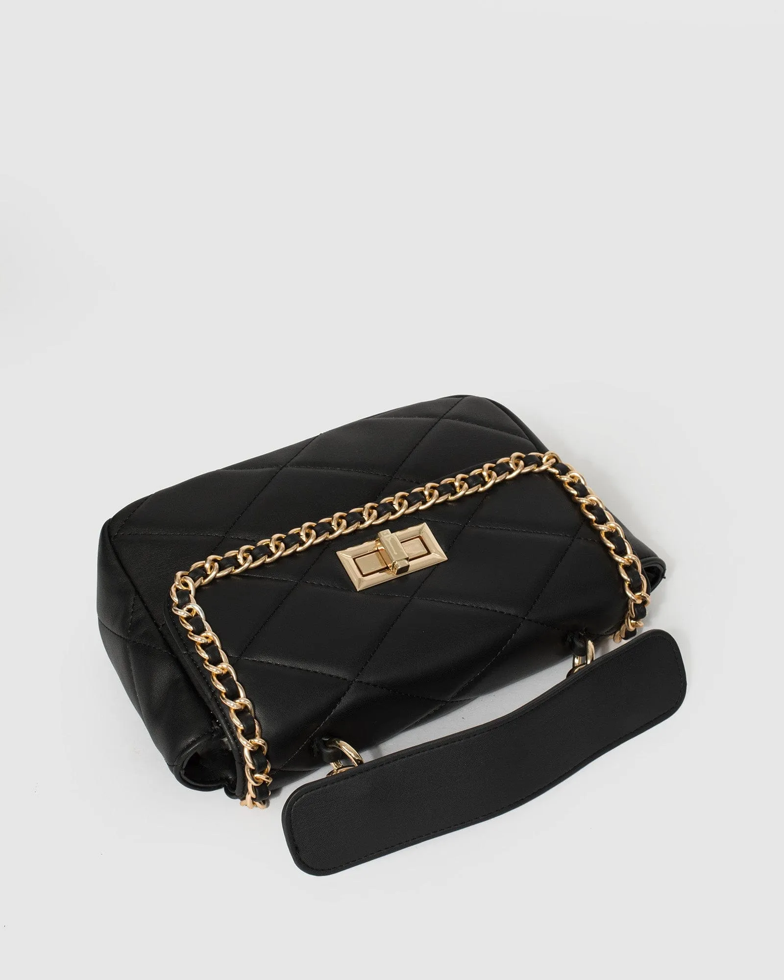 Black Yolanda Quilted Crossbody Bag