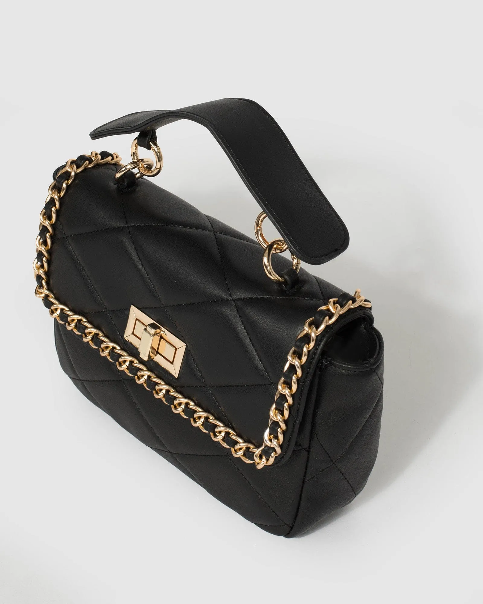 Black Yolanda Quilted Crossbody Bag