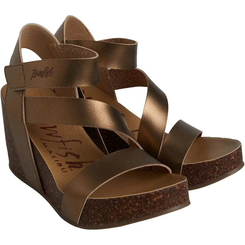 Blowfish Womens Hydra Wedge Sandals Amber Dyecut