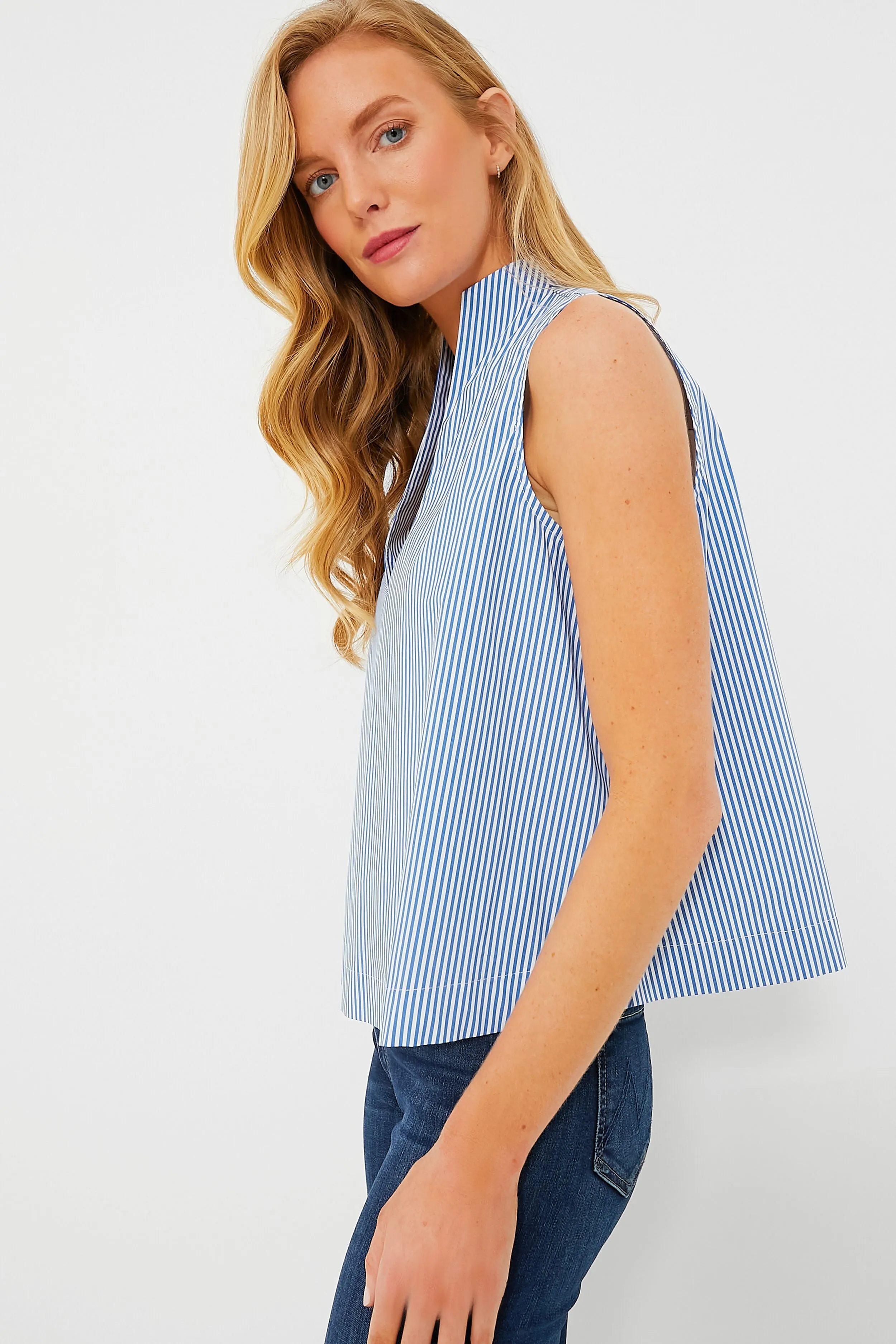 Blue Stripe Sleeveless Celeste Top