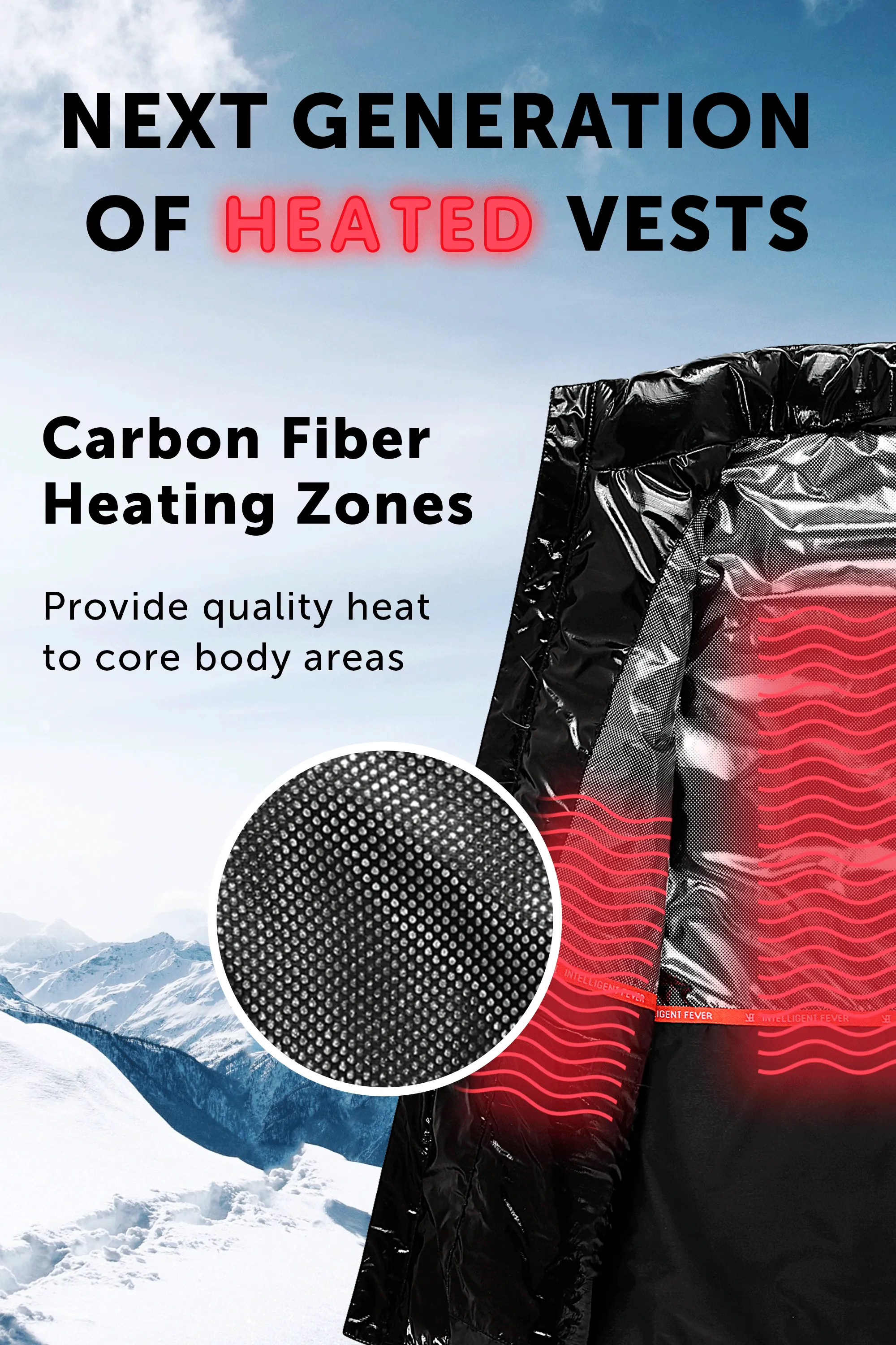 Boys (Juniors, Teenagers) Heated Vest - Electric Heating 7v Smart Warming Vest - Rechargeable Battery Pack Included