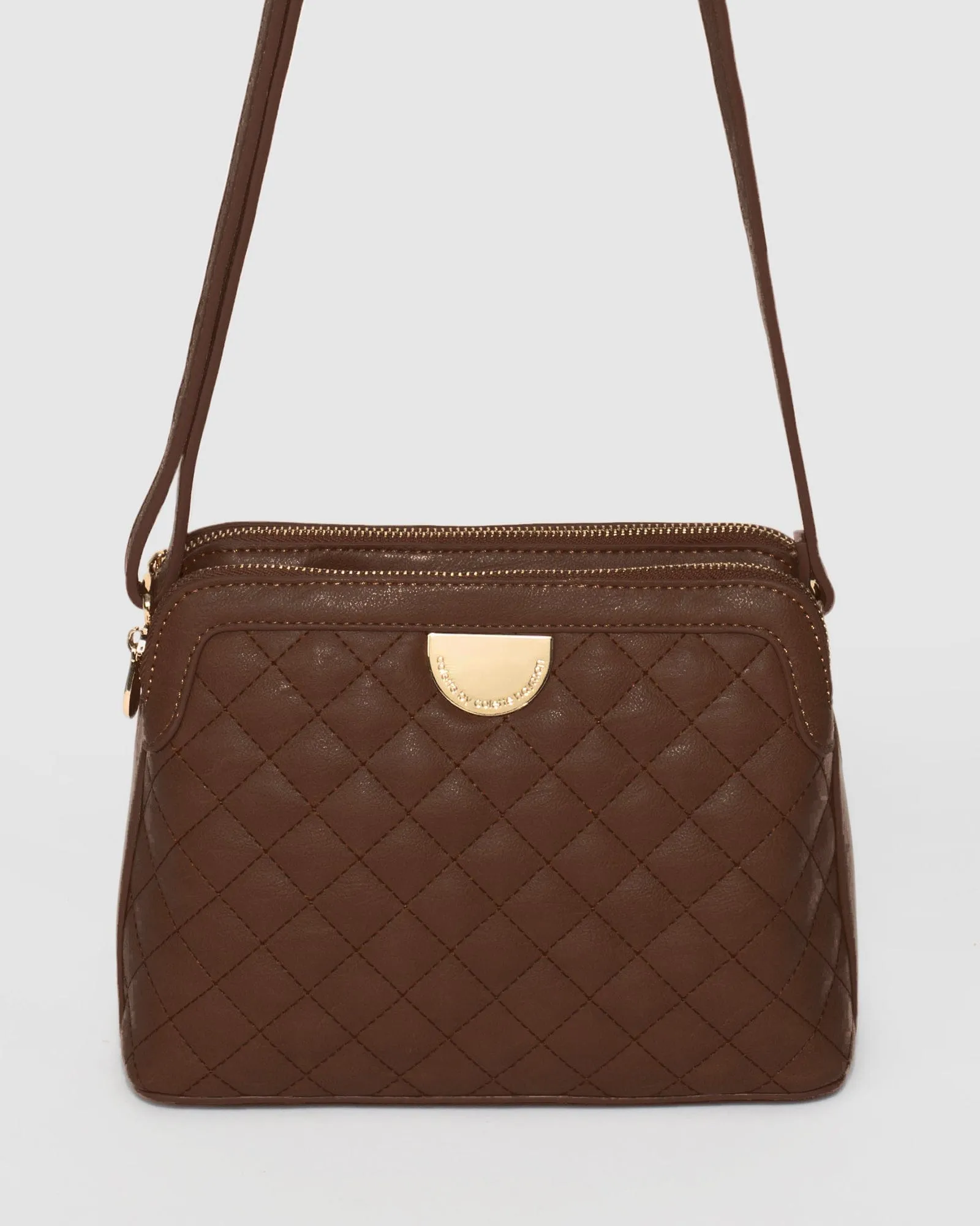 Brown Joanna Quilt Crossbody Bag