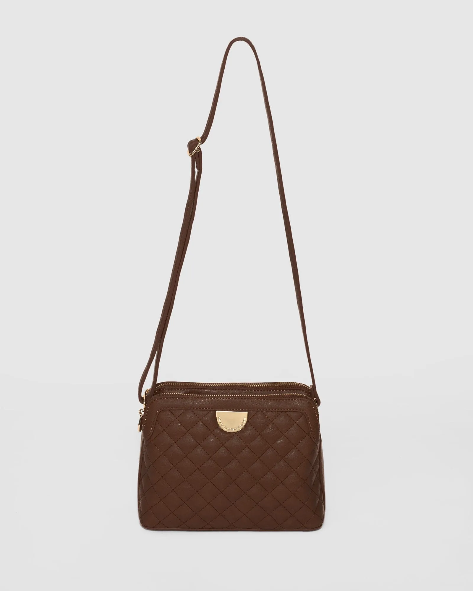 Brown Joanna Quilt Crossbody Bag