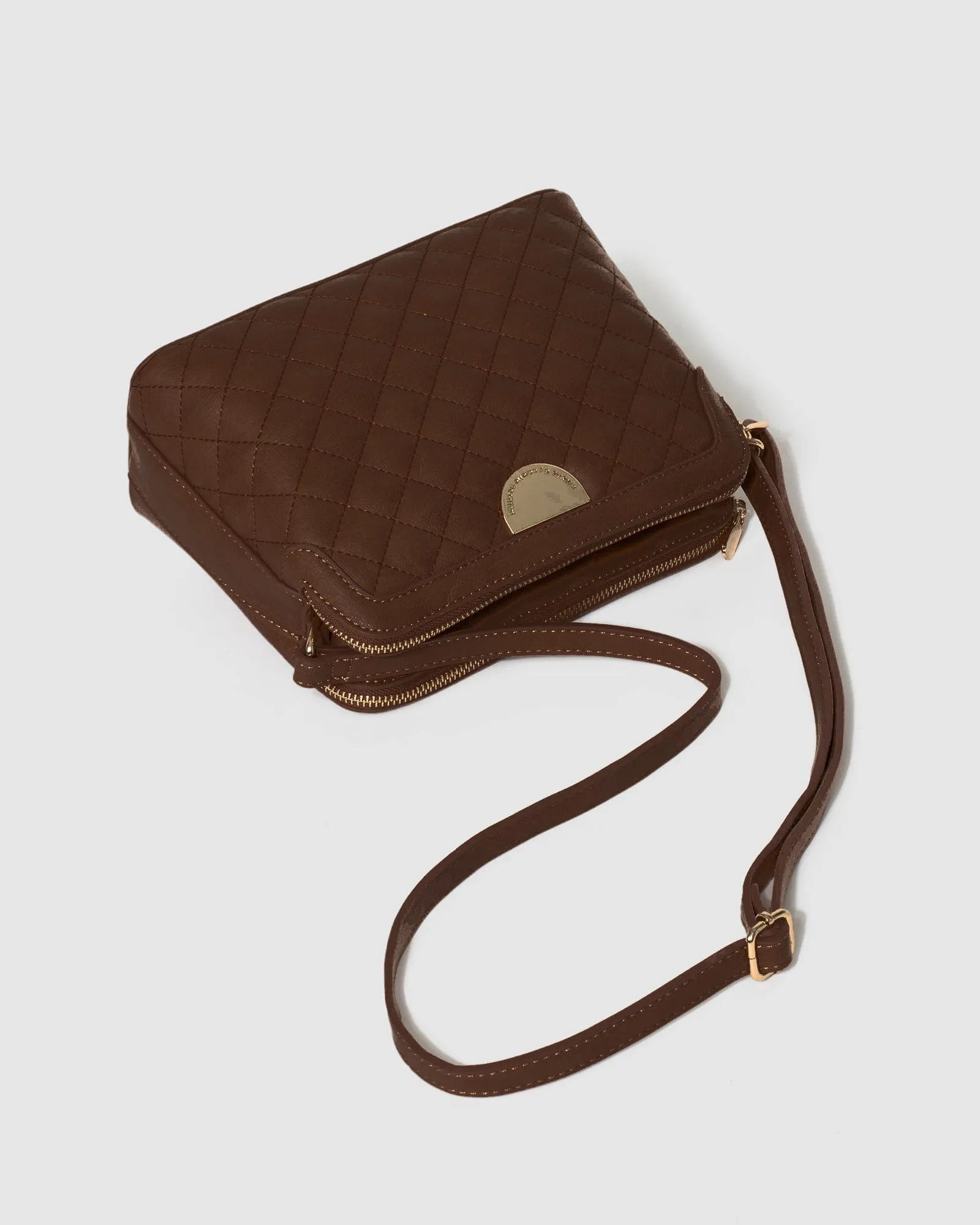 Brown Joanna Quilt Crossbody Bag