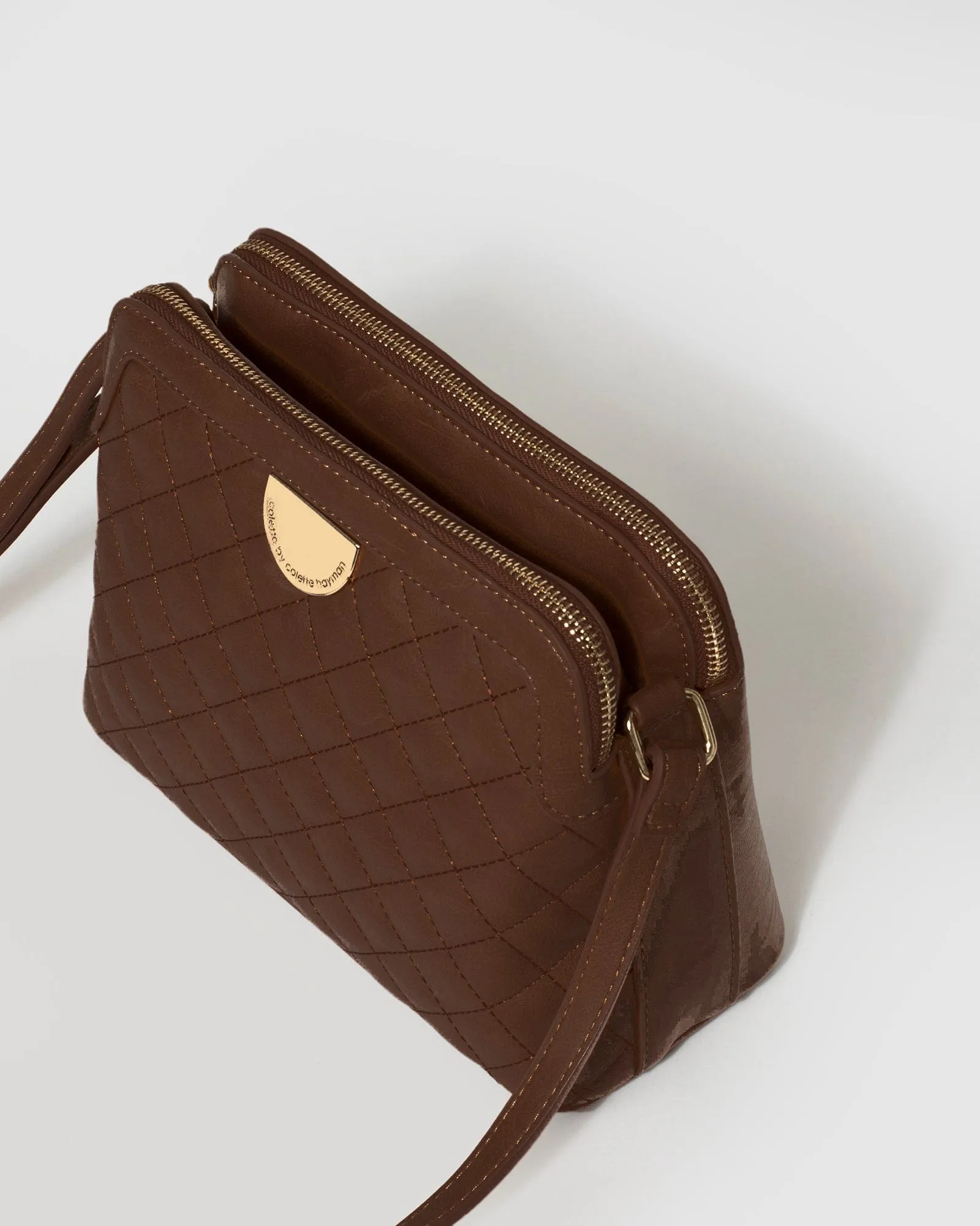 Brown Joanna Quilt Crossbody Bag