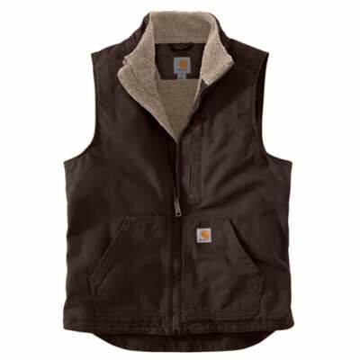 Carhartt Men's Sherpa Lined Mock Neck Vest in Dark Brown