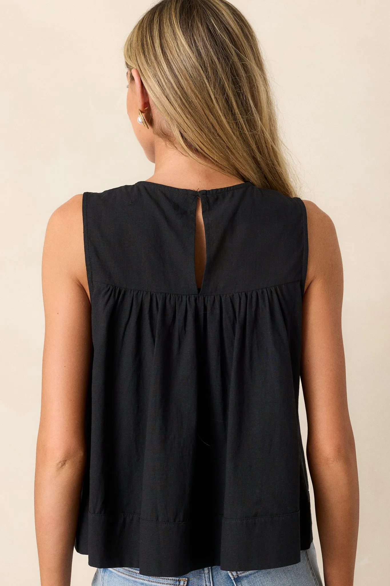 Class Act Black Pleated Sleeveless Top