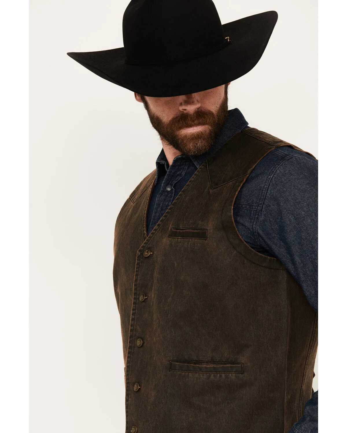 Cody James Men's Pancho Villa Oilskin Button-Front Western Vest