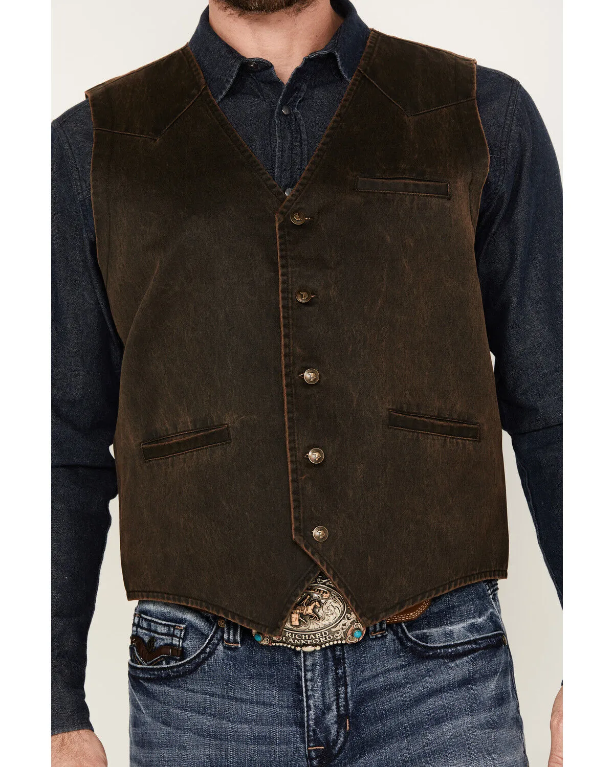 Cody James Men's Pancho Villa Oilskin Button-Front Western Vest