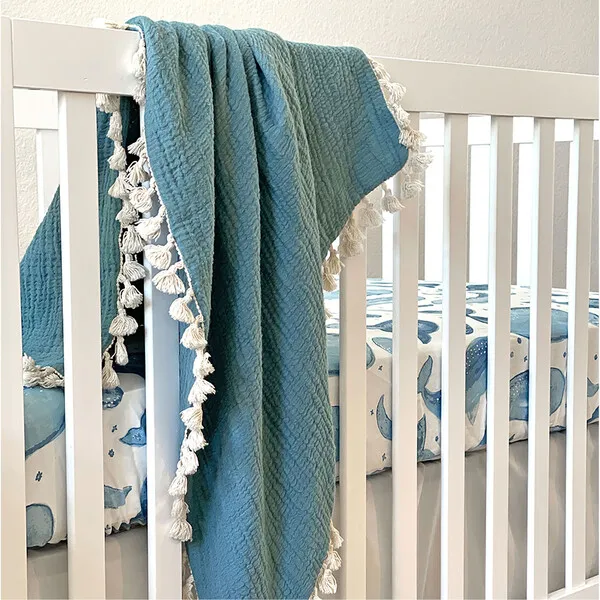 Crane Baby 6 Layer Muslin Blanket Riverstone