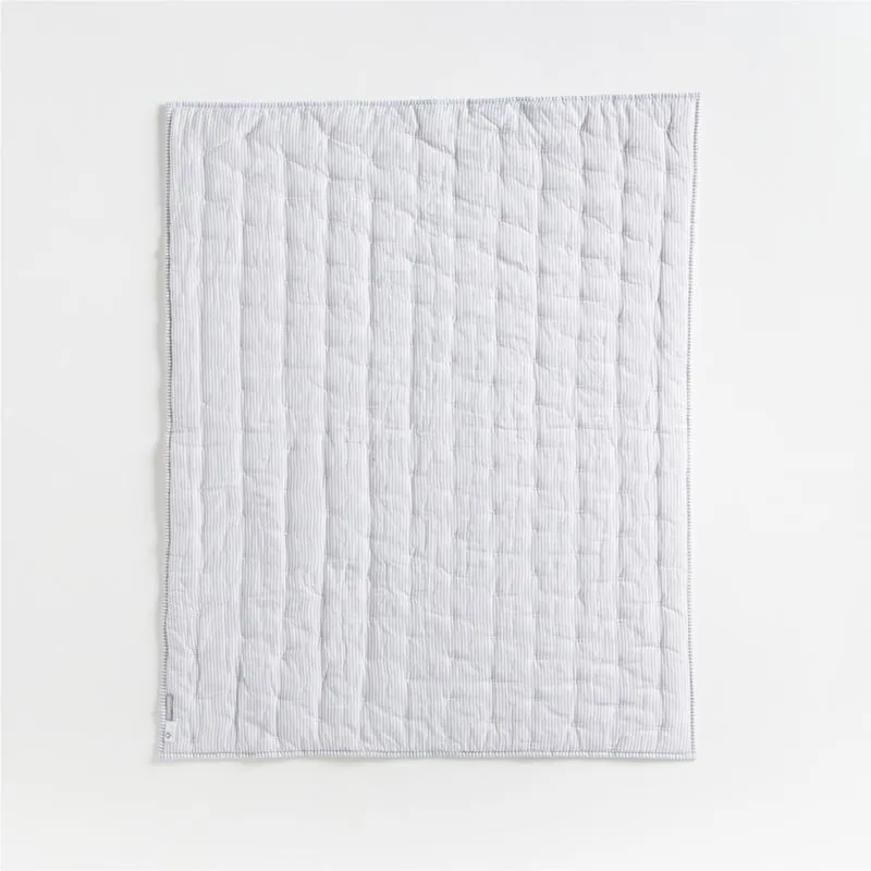 Crate&Barrel Giraffe Embroidered Hand-Quilted Organic Cotton Baby Crib Quilt