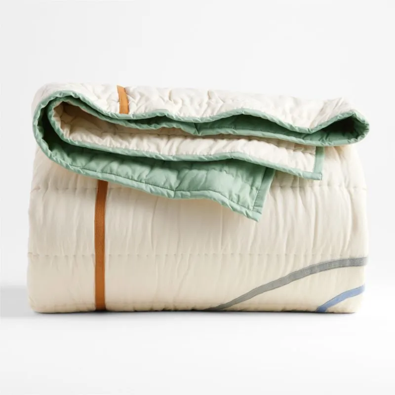 Crate&Barrel Modern Basketball Organic Cotton Kids Twin Quilt