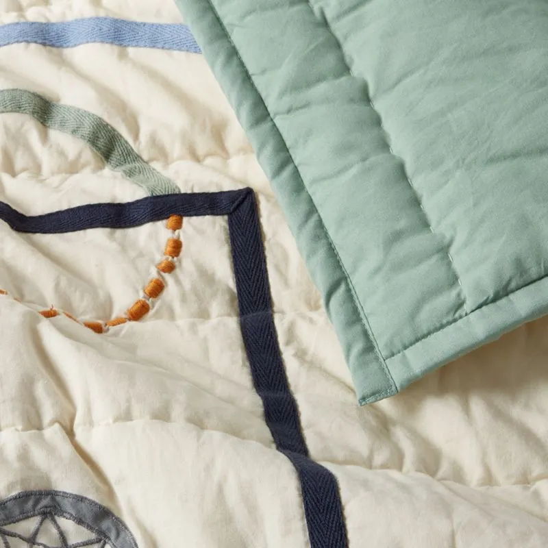 Crate&Barrel Modern Basketball Organic Cotton Kids Twin Quilt